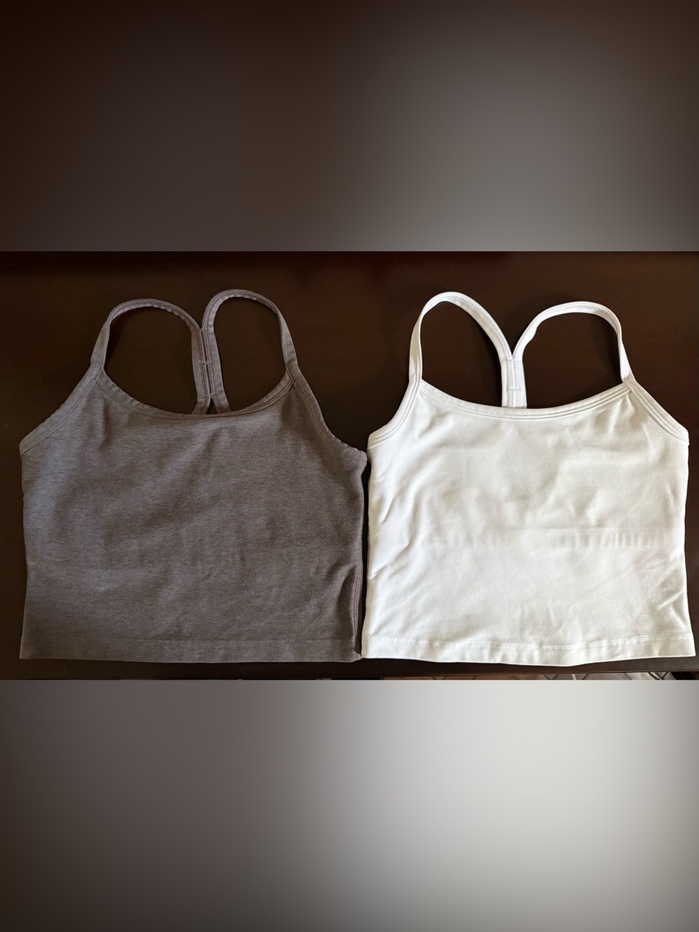 Beyond Yoga Racerback Tank Tops — White & Heathered Mochi